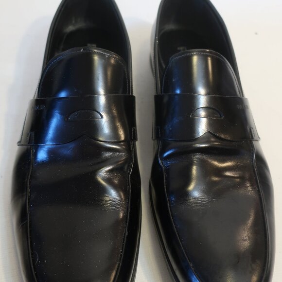 Mens Prada Black Leather Slip On Loafer Dress Shoes 11 - Picture 3 of 16